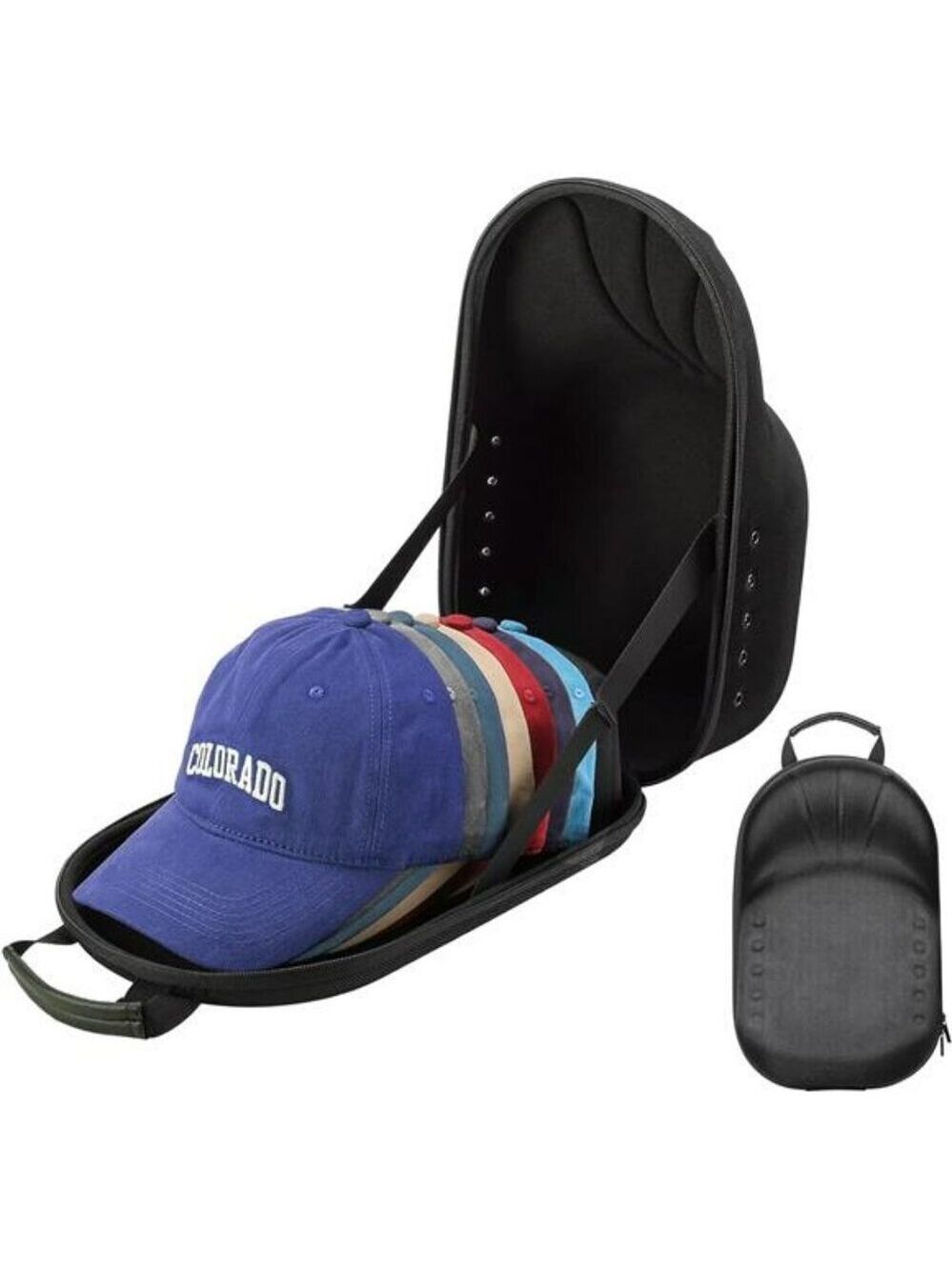 Baseball Hat Travel Case Hard Shell Cap Organizer Holder with Shoulder Strap